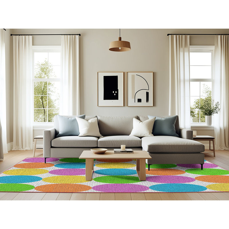 Tapis vert / bleu / orange Rohit, Rectangle 6 pi x 9 pi