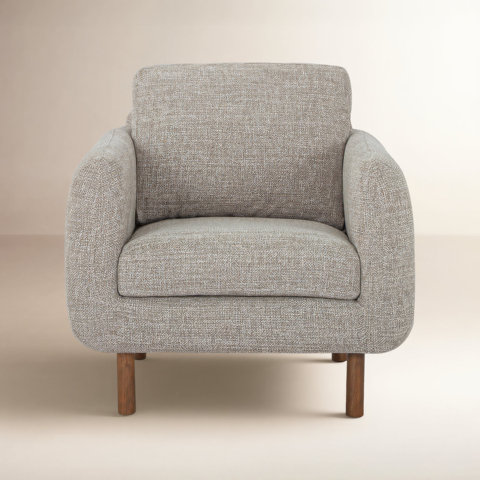 Leno Oak Armchair, Taupe Performance Chenille