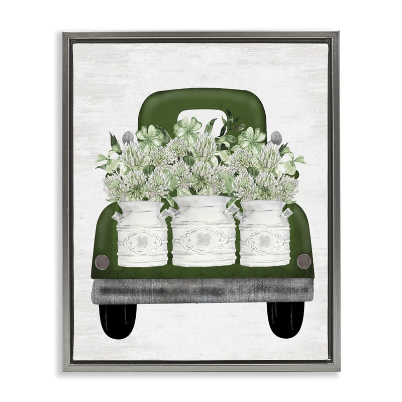 Cadre flottant Spring Shamrock Assortments, Cadre flottant gris lustré, H 31 po x l 25 po