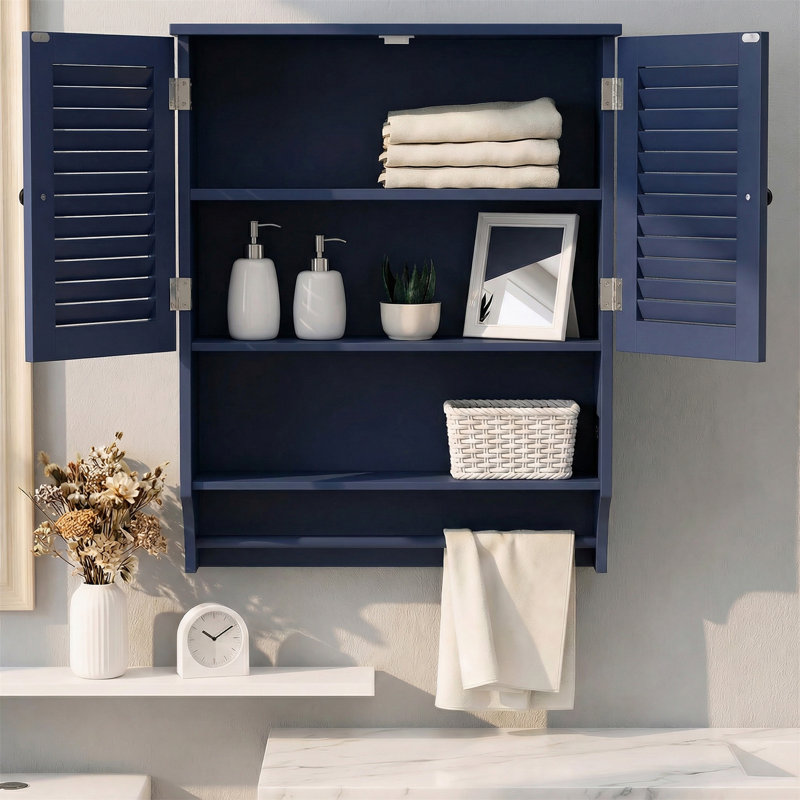 Armoire de salle de bain murale 23,6 "avec 2 portes, Bleu