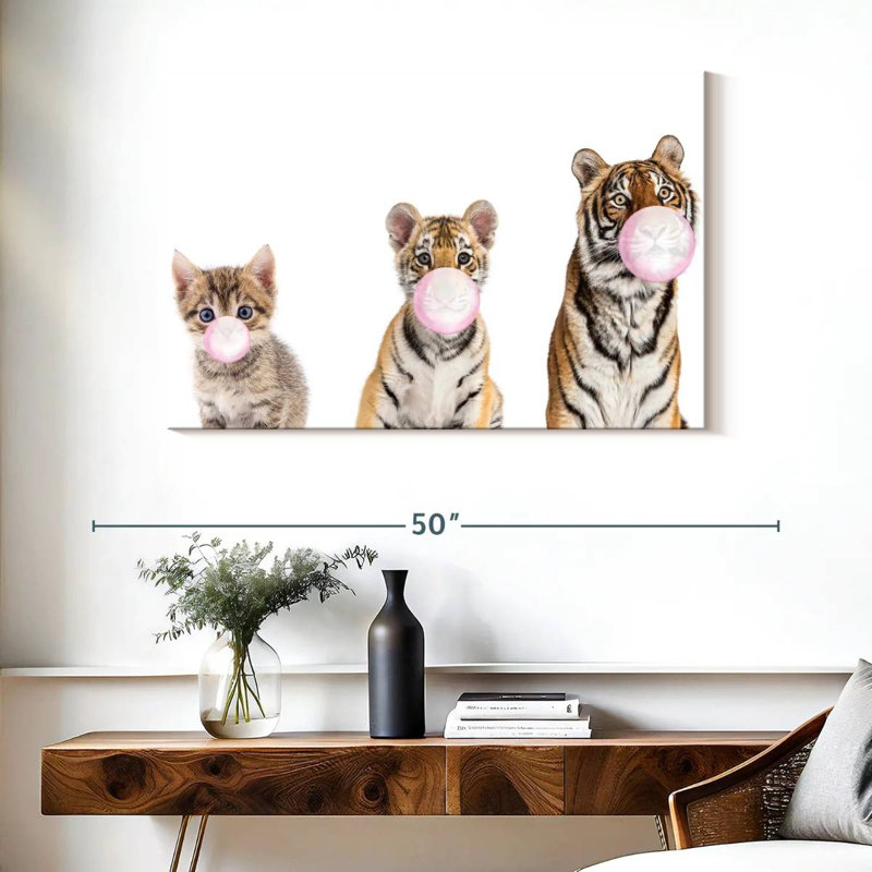 Bubble Gum Tigers sur toile, H 26 po x l 39 po x P 1,25 po
