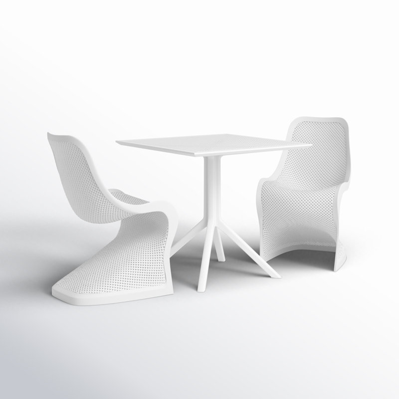 Farrah Patio 3 Piece Bistro Set, White