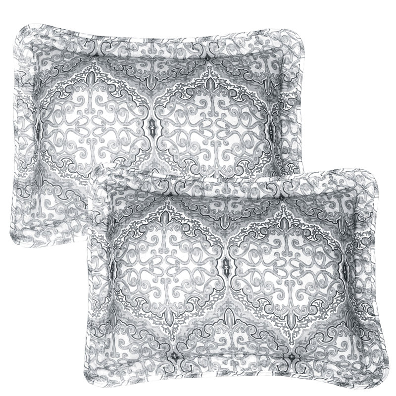 Melody Gray Geometric Microfiber Queen Bedspread Set