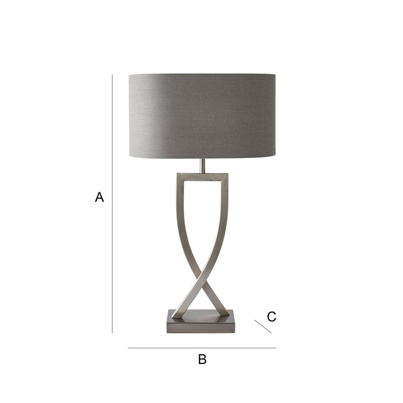 Matheos 63cm Table Lamp, Grey, Brushed Chrome