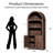 Arched Display Cabinet With Decorative Striped Doors, Modern Accent Storage Cabinet-122057300