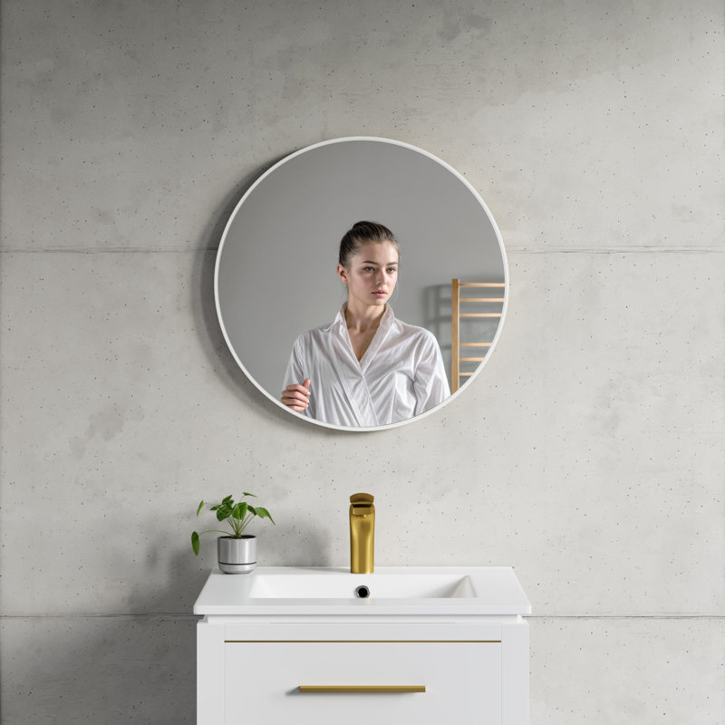 Cobin Metal Flat Wall Mirror, White