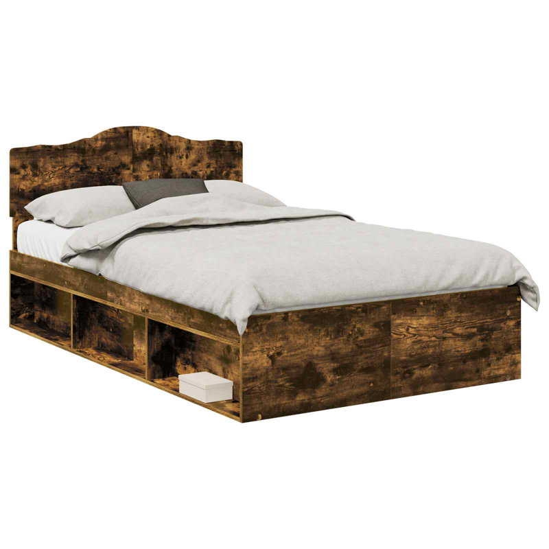Solid Wood Bed, Smoked Oak, Small Double (4')
