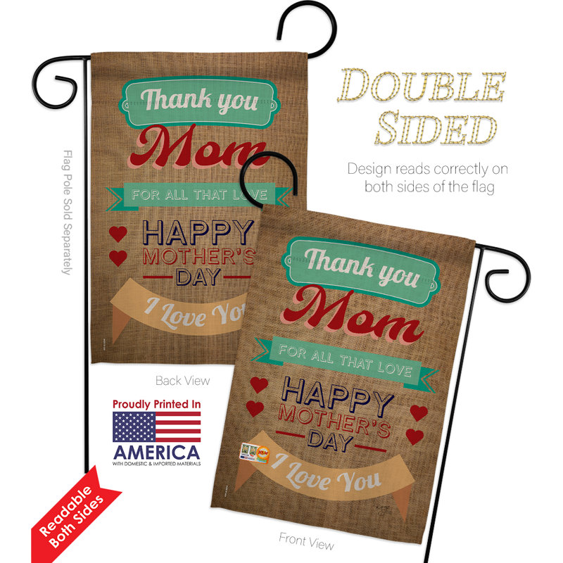 Ensemble de drapeaux décoratifs en polyester 18,5 x 13 po Cabbot Thanks Mom Impressions