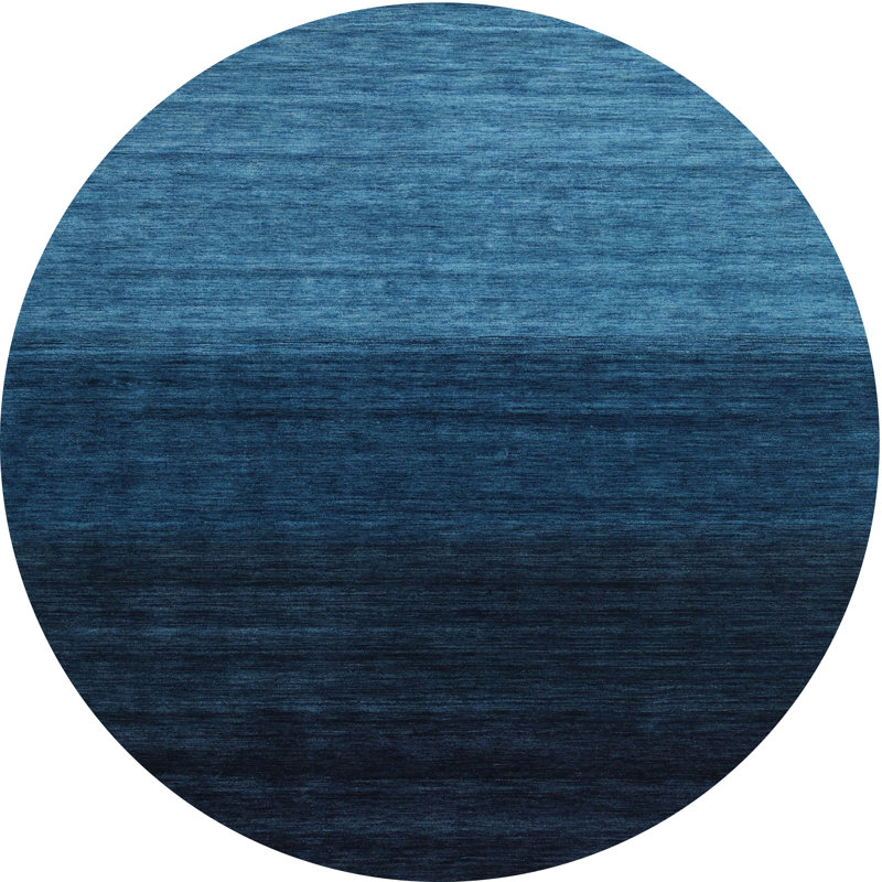 Tapis contemporain noir / bleu, Rond 7 pi