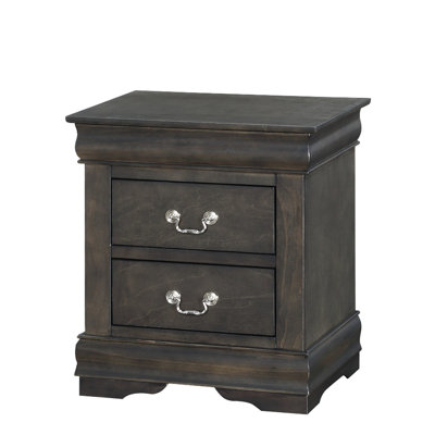 Stylish Dark Gray Nightstand With Two Storage Drawers - Keep Your Bedroom Organized &