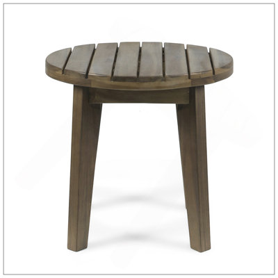 Outdoor 16" Acacia Wood Side Table, Gray Finish