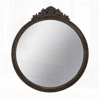 Round Antique Wall Mirror - Elegant Decorative Accent for Entryway, Living Room, or Bathroom Vanity