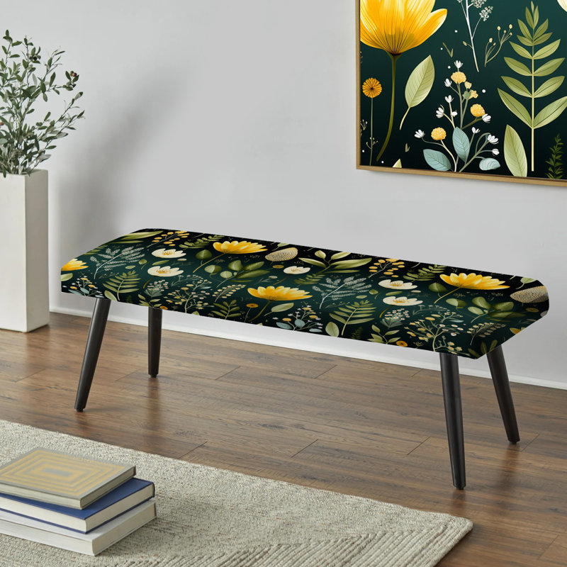 Banc noir rembourré Botanical, Botanical Bliss Boho