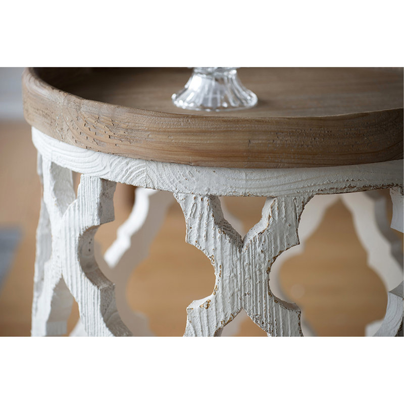 Grande table d'appoint 23 po blanche vieillie
