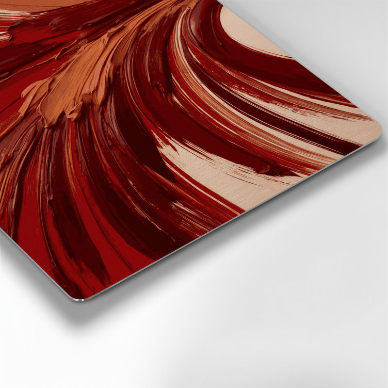 «Lyrical Abstraction 9», art mural en métal rouge, H 32 po x l 32 po