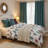 California King Size 9-Piece Boho Feather Bedding & Curtain Set (Cal King) - Quilted Microfiber Bedspread + Sheer Drapes-117990819