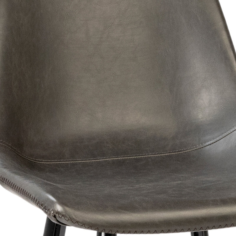 Rufina 38" Tall PU Leather Upholstered Counter Stool, Dark Gray