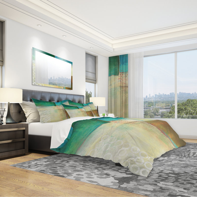 Polyester Weave / Muslin Abstract Duvet Cover, Full/Queen Duvet Cover + 2 Shams