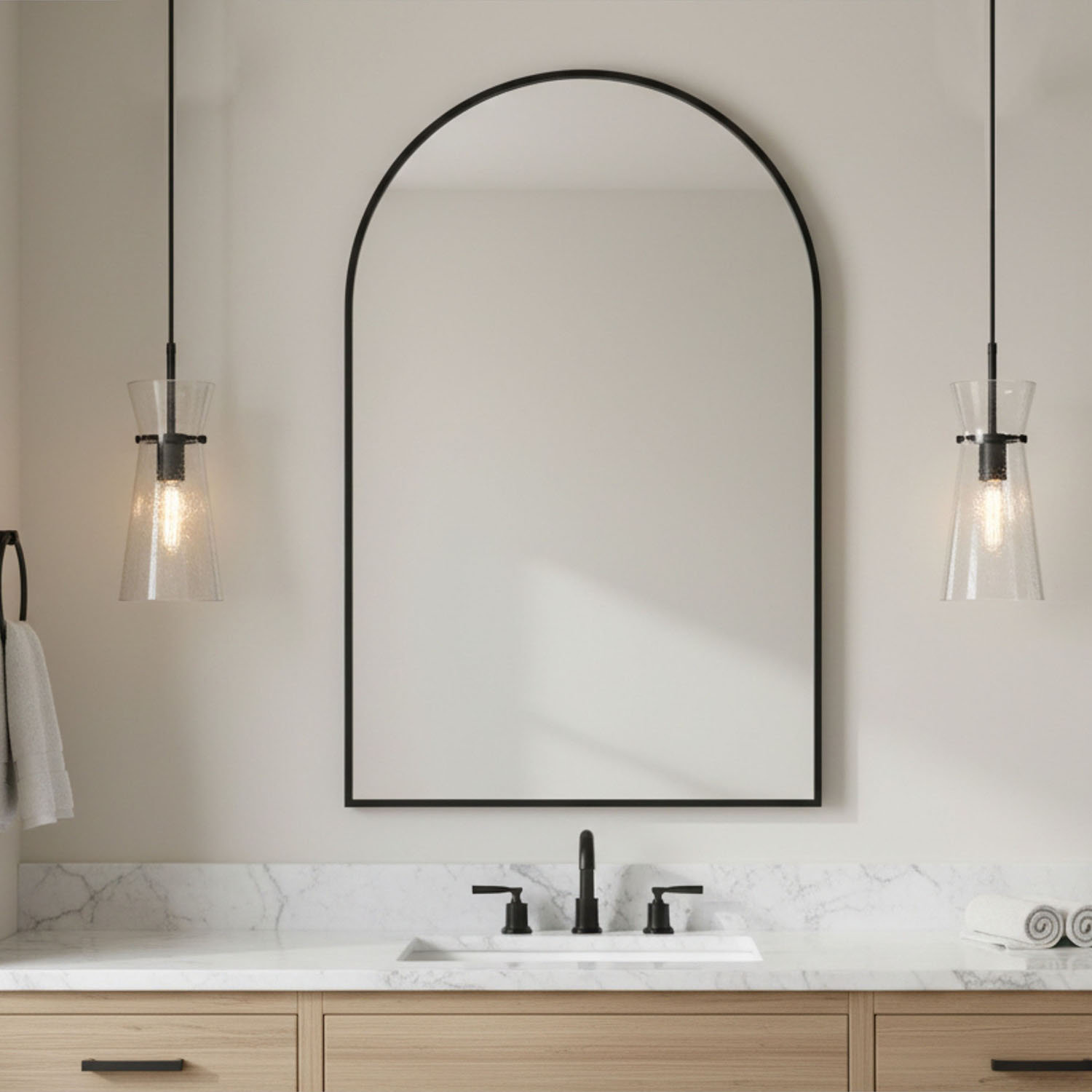Tisha Single Light Cone Pendant, Matte Black
