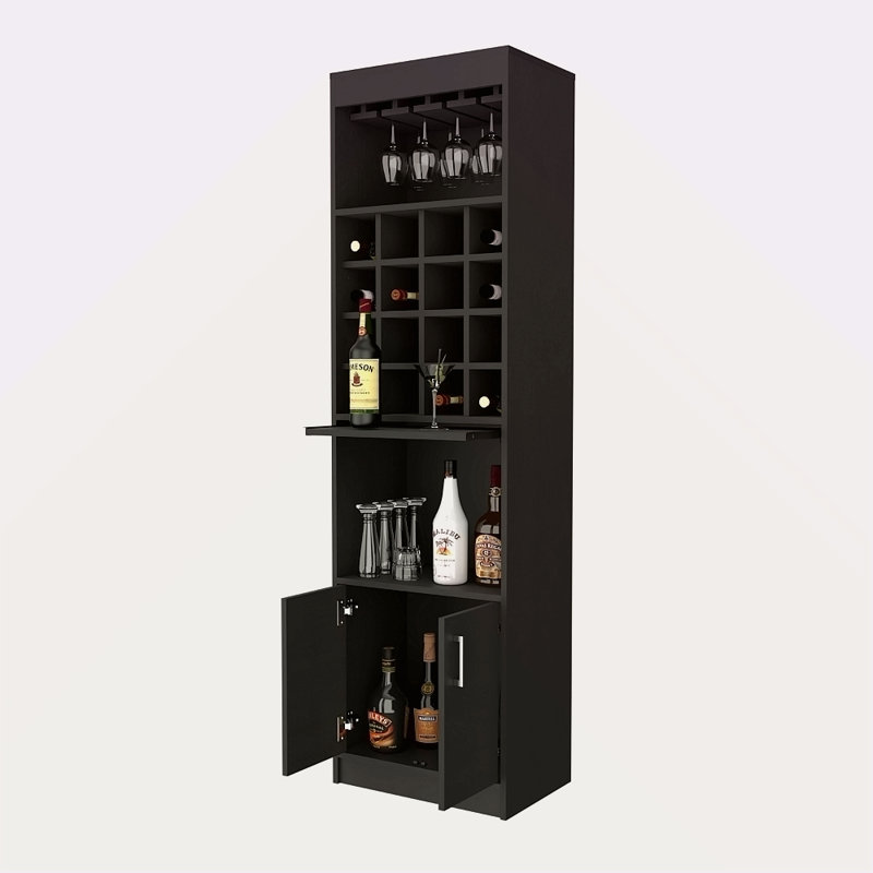Armoire de bar 16 tablettes à 1 tablette, Noir