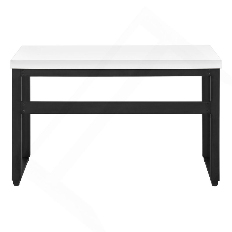 Bureau d'ordinateur, bureau personnel, debout, réglable, L 48 po, travail, ordinateur portable, stratifié blanc, métal noir, contemporain, moderne