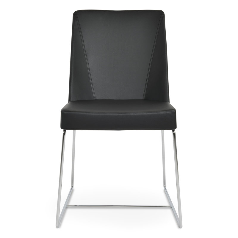 Prisma Metal Solid Back Side Chair, Black Faux Leather