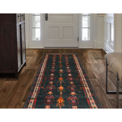 One-of-a-Kind 3'3 X 7'5 New Age Runner Wool Area Rug in