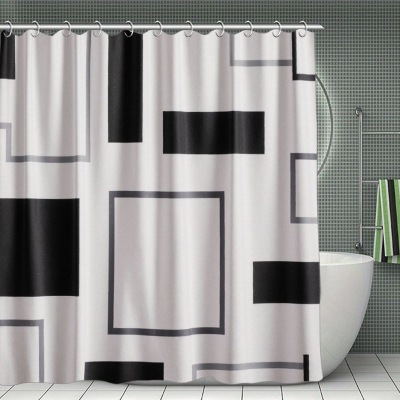 Rideaux de douche Modern, Noir / blanc géométrique