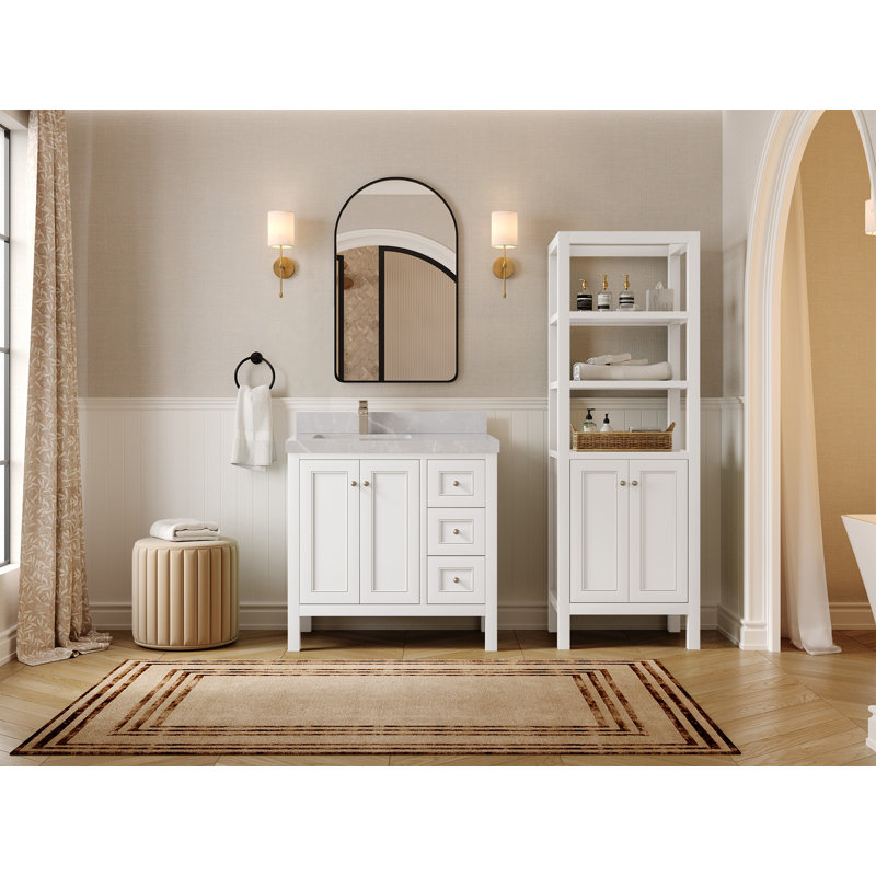 Nashville X P 22 po De salle de bain Quartz, Blanc, Nickel brossé, Gris perle