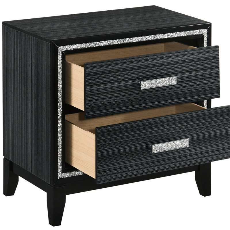 Chambre 2 - Table de chevet en noir patiné - Rangement contemporain avec fonctionnalité
