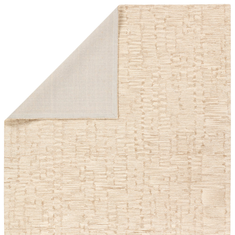 Ivory Handmade Wool Tufted Abstract Rectangular Rug