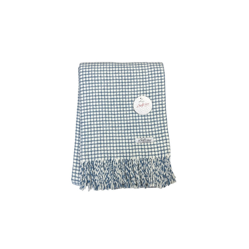 Jeté à petits carreaux, L 67 po x l 50 po, Crème / damier bleu