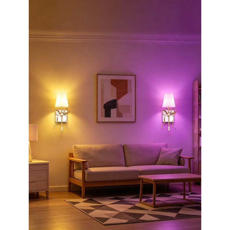 Appliques murales rechargeables à piles, ensemble de 2, à intensité variable avec télécommande, 15 couleurs et 3 températures de couleurs, conception d'arc sans fil pour la chambre à coucher, le salon ou le couloir