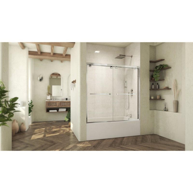 Abbey 27.5" Chrome Semi-Frameless Sliding Tub Door with Clear Glass