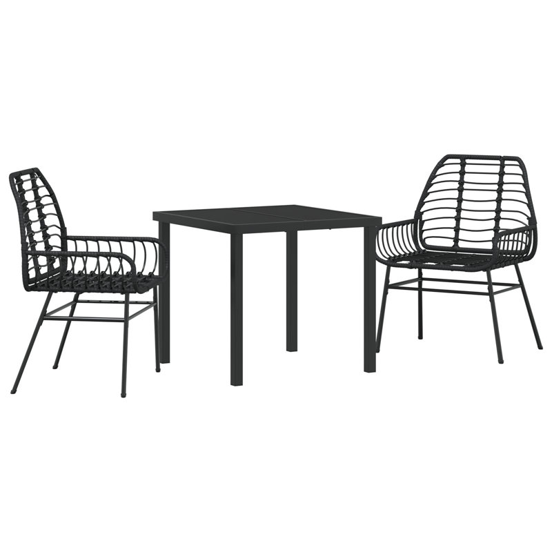 Square 3 - Piece 2 - Person 80Cm L Outdoor Dining Set, Black