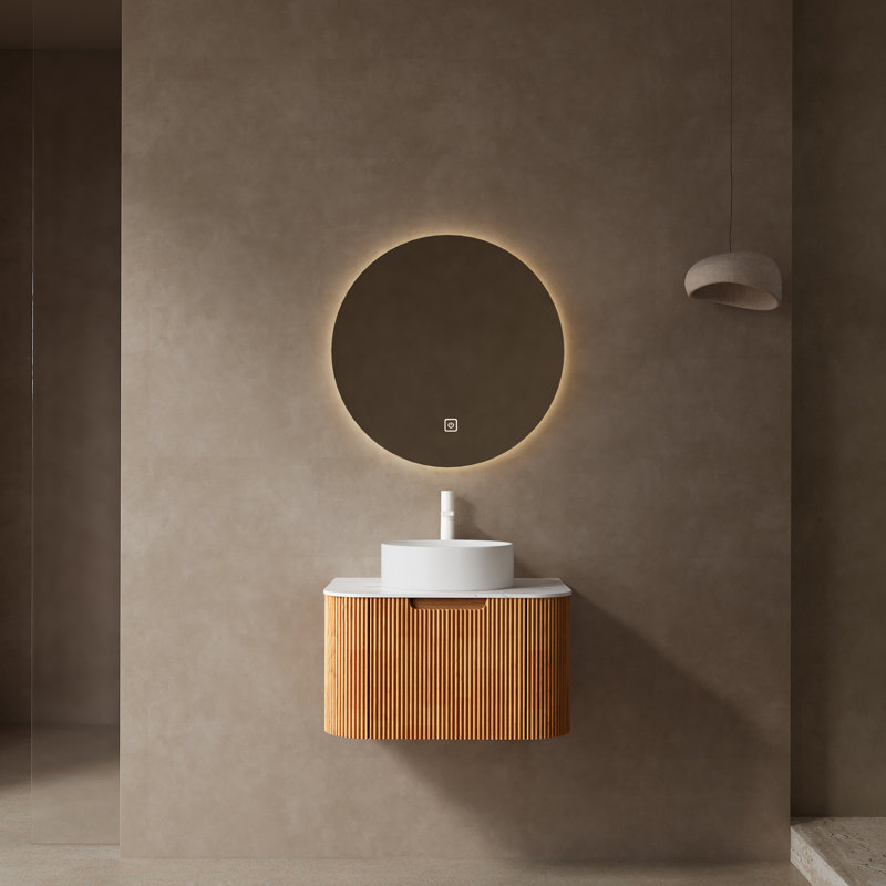 Meuble-lavabo mural avec lavabo et armoire de rangement avec tiroir