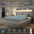 Hydraulic Lift Up Storage Upholstered Platform Wingback LED Bed With 2-Tier Shelves And Charging Station-911921870-911921869