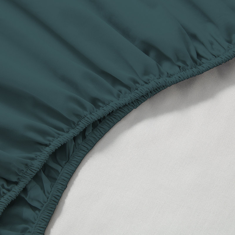 Ensemble de draps 100% satin de coton 600 fils 600 fils, Grand, Vert épinette