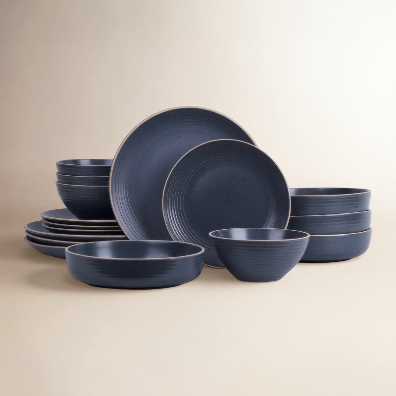Stone Lain Lauren 16-Piece Dinnerware Set Stoneware, Charcoal