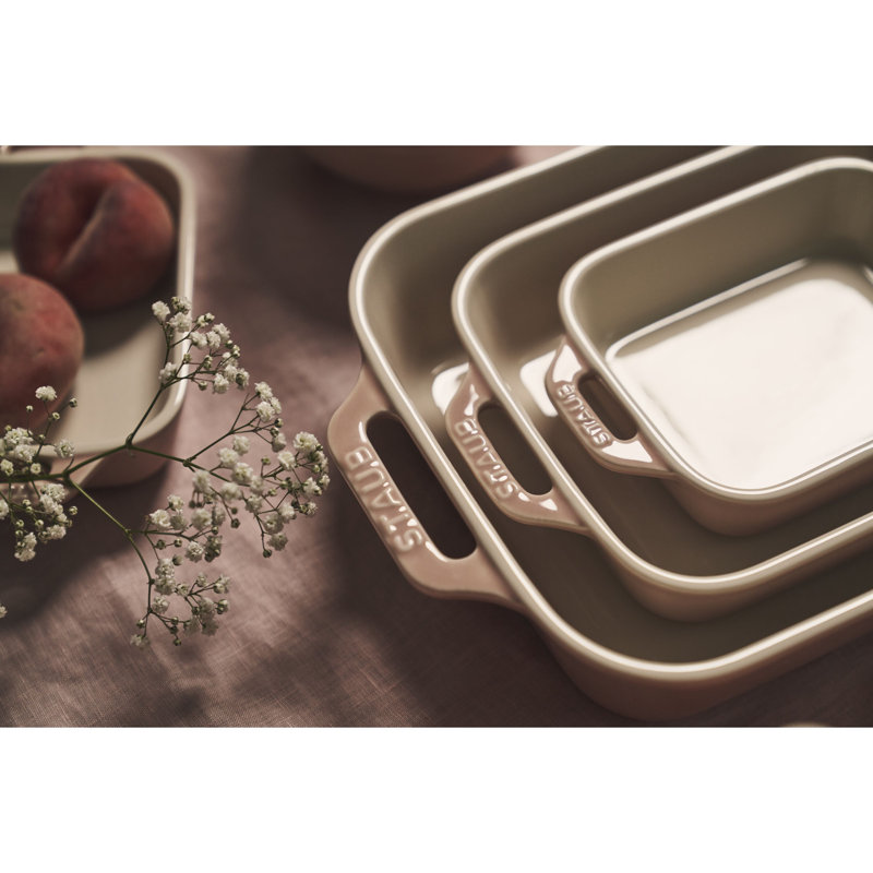 Ensemble de plats de cuisson rectangulaires 3 pièces Starb, 13,9 po x 8,98 po , Rose clair