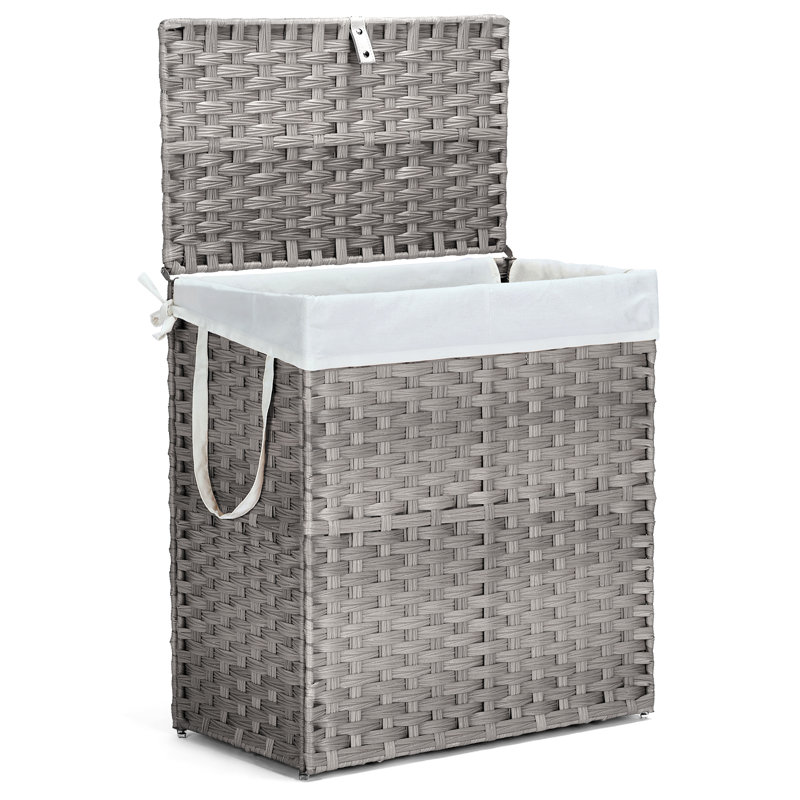 Panier à linge en rotin avec doublure amovible Comeau, Gris, H 24 po x l 22,2 po x P 13,3 po