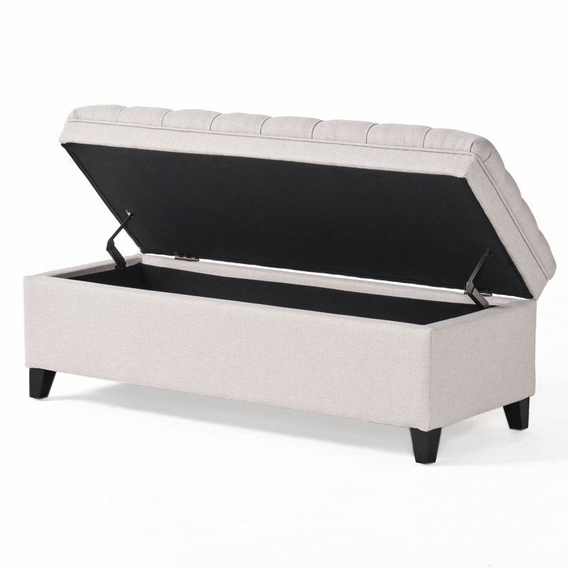 Multi-style Fabric Storage Ottoman With Birch Legs - Sheffield Design For Living Room, Offers Extra Seating & Clutter-free Storage For Gaming Controllers/board Games
