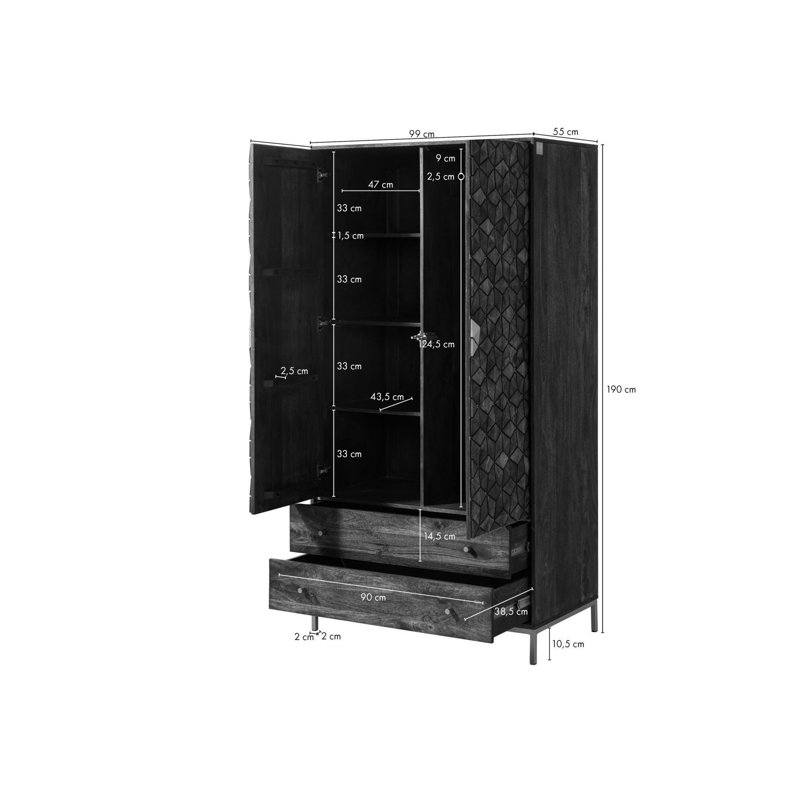 Solid Wood Wardrobe, Oiled brown