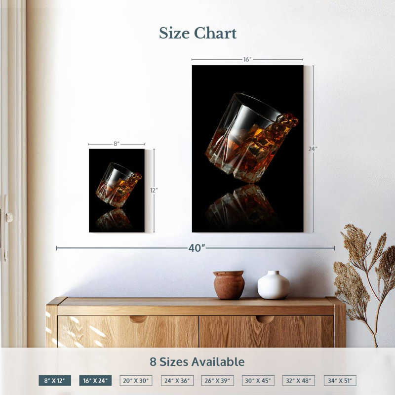 Whiskey Glass Reflection Canvas Print, 12" H x 8" W x 1" D