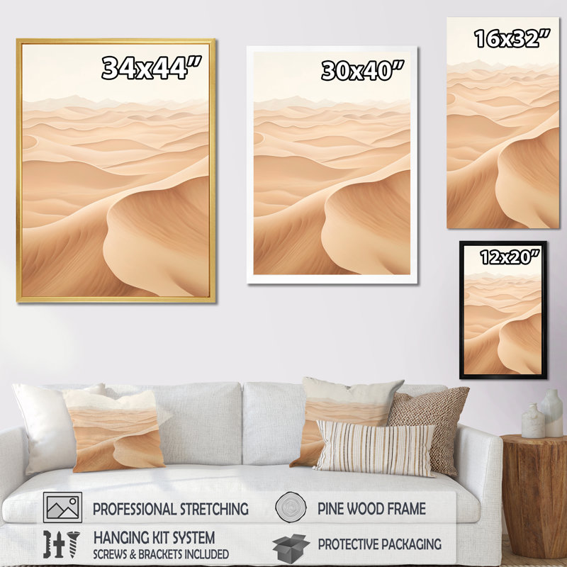 «Desert Sands Of Slumber Dreams III», reproduction sur toile, Cadre flottant doré, H 32 po x l 16 po x P 1 po