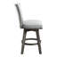 Paire de chaises à hauteur de comptoir, fonction pivotante, tissu gris, structure en bois massif, chaises de salle à manger 2 pièces, finition, bois, mobilier transitionnel