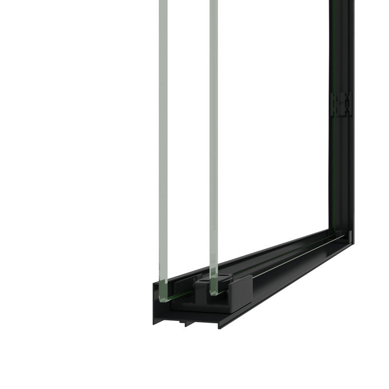 44-48" W × 72" H Tempered Glass With Explosion Proof Film, Aluminum Frame Double Sliding Shower Door, "1/4 (6 Mm), Stainless Steel Handle