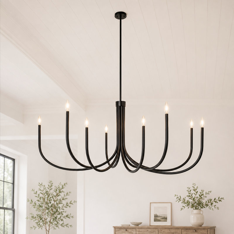 8-Light Dimmable 44"W Oversized Chandelier