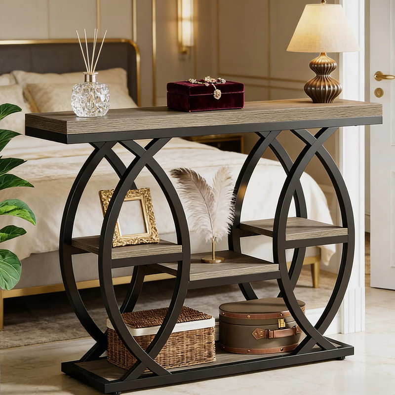 Table d'entrée stable, console, canapé, table d'appoint, Gris