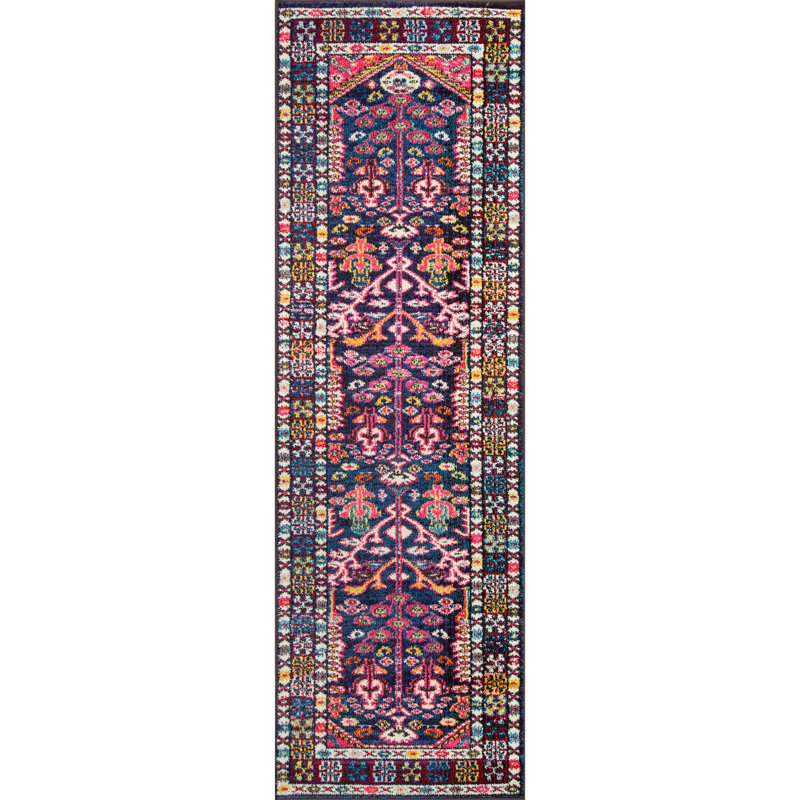 Tapis bleu/pink, Tapis de couloir 2 pi 6 po x 8 pi